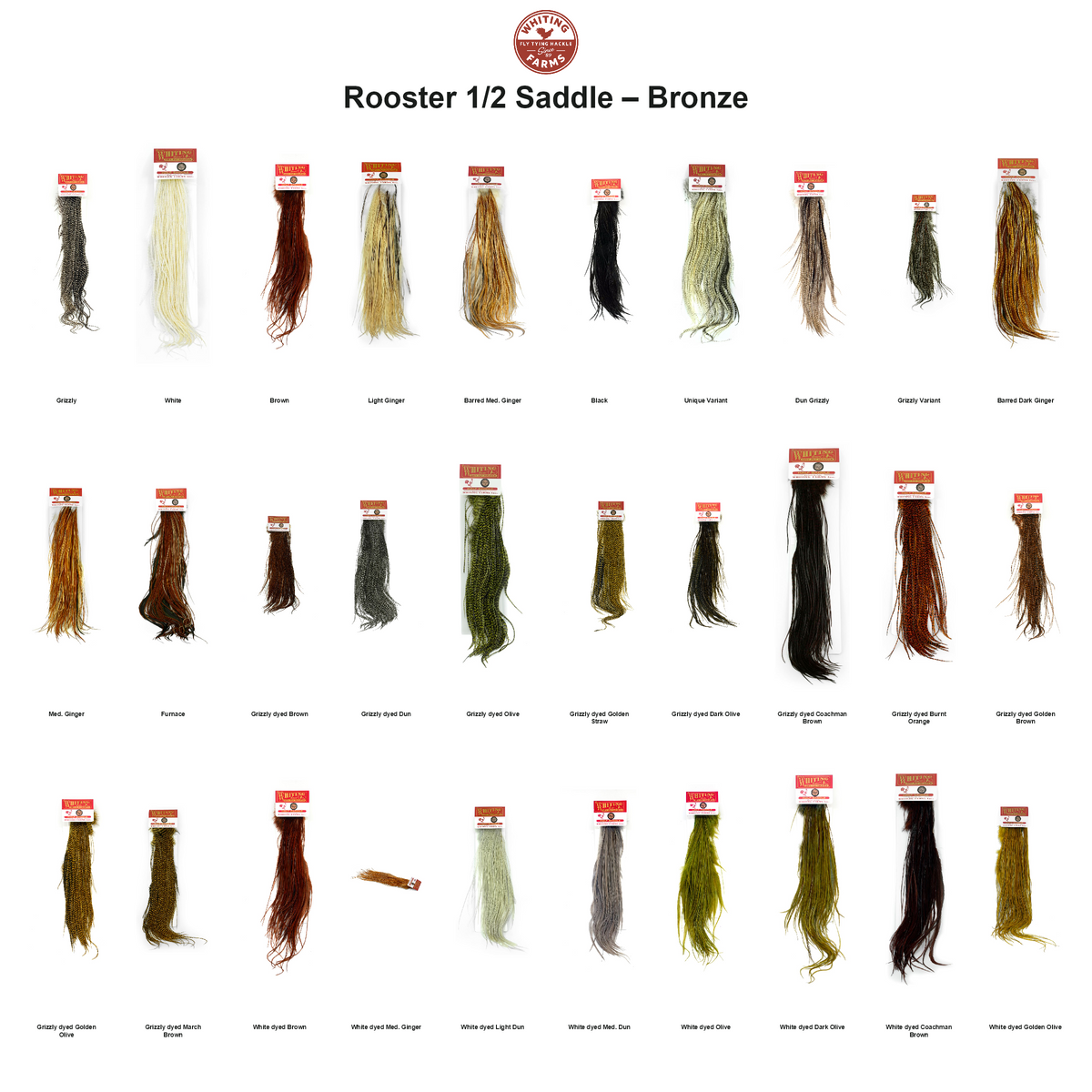 Farveoversigt – Whiting Rooster 1/2 Saddle – Bronze