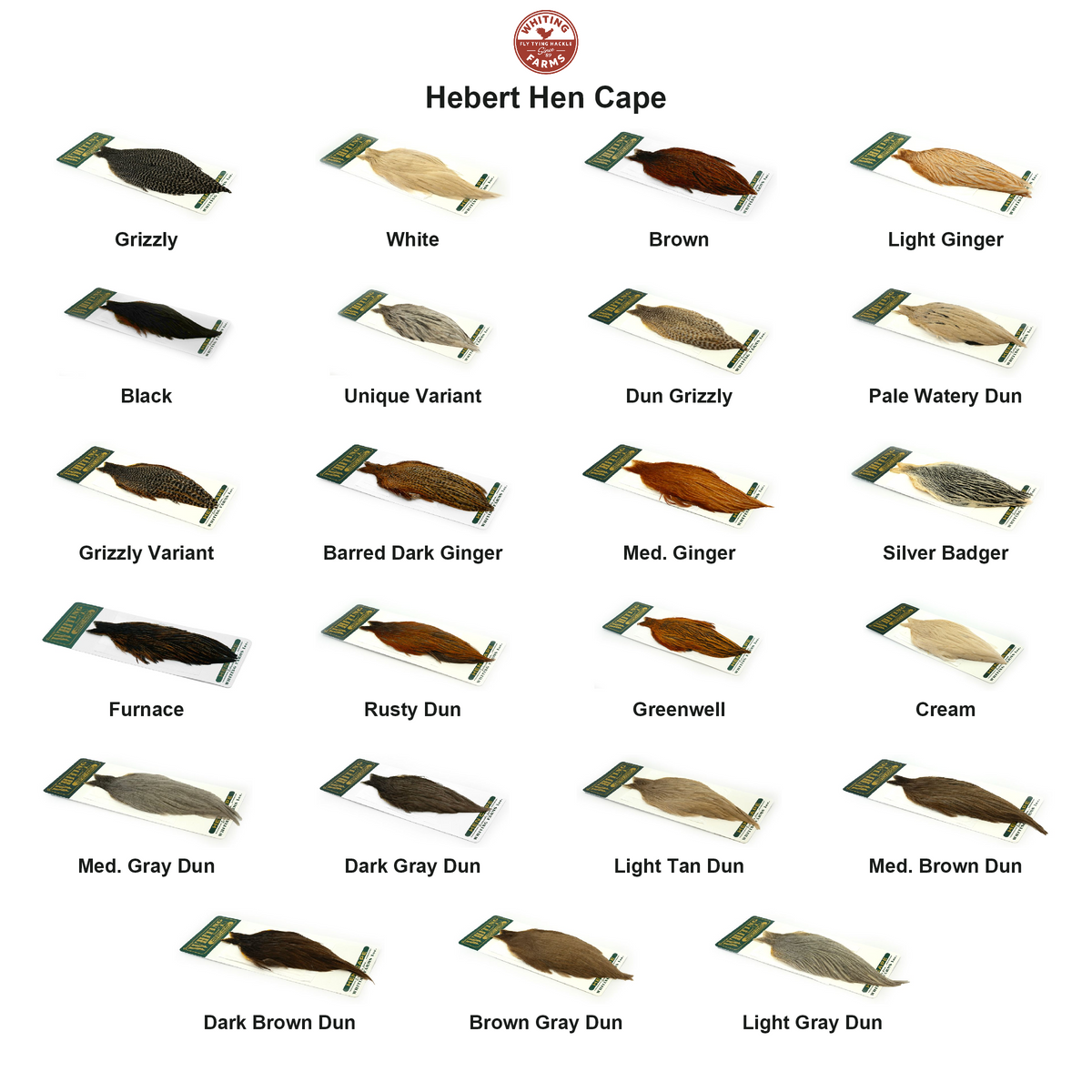Farveoversigt – Whiting Hebert Hen Cape