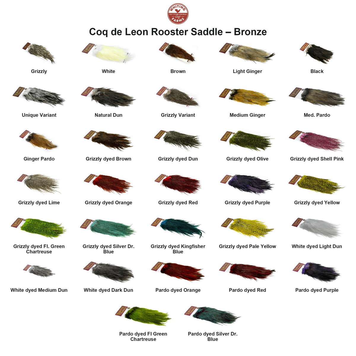 Farveoversigt – Whiting Coq de Leon Rooster Saddle – Bronze