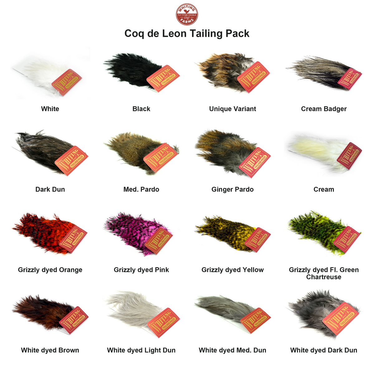 Farveoversigt – Whiting Coq de Leon Tailing Pack