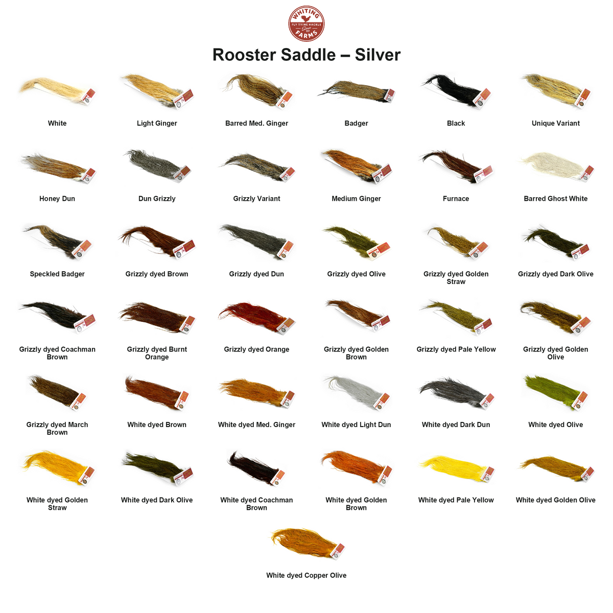 Farveoversigt – Whiting Rooster Saddle – Silver