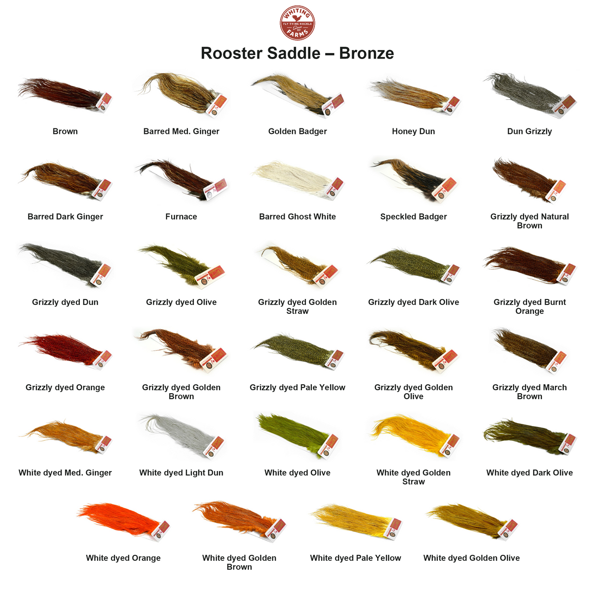 Farveoversigt – Whiting Rooster Saddle – Bronze