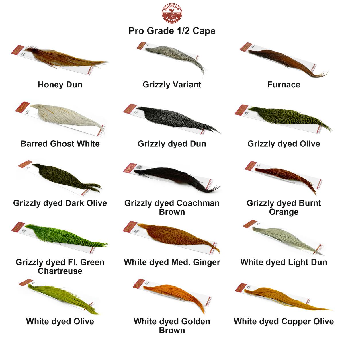 Farveoversigt – Whiting Pro Grade 1/2 Cape