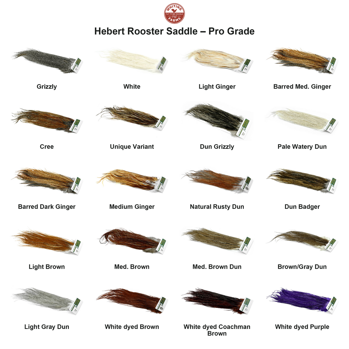 Farveoversigt – Whiting Hebert Rooster Saddle – Pro Grade