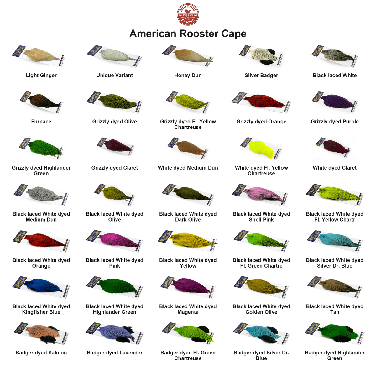 Farveoversigt – Whiting American Rooster Cape