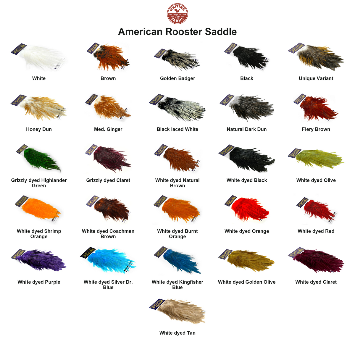 Farveoversigt – Whiting American Rooster Saddle