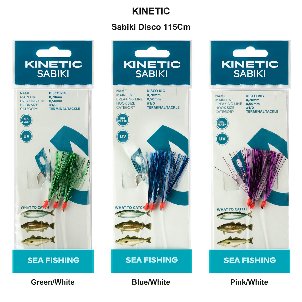 Farveoversigt – Kinetic Sabiki Disco 115Cm
