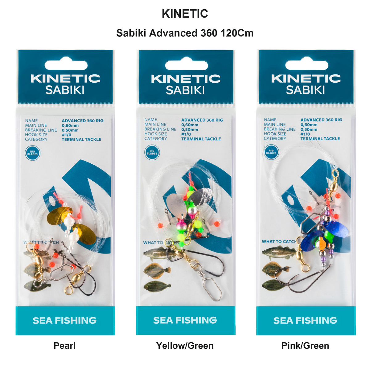 Farveoversigt – Kinetic Sabiki Advanced 360 120Cm