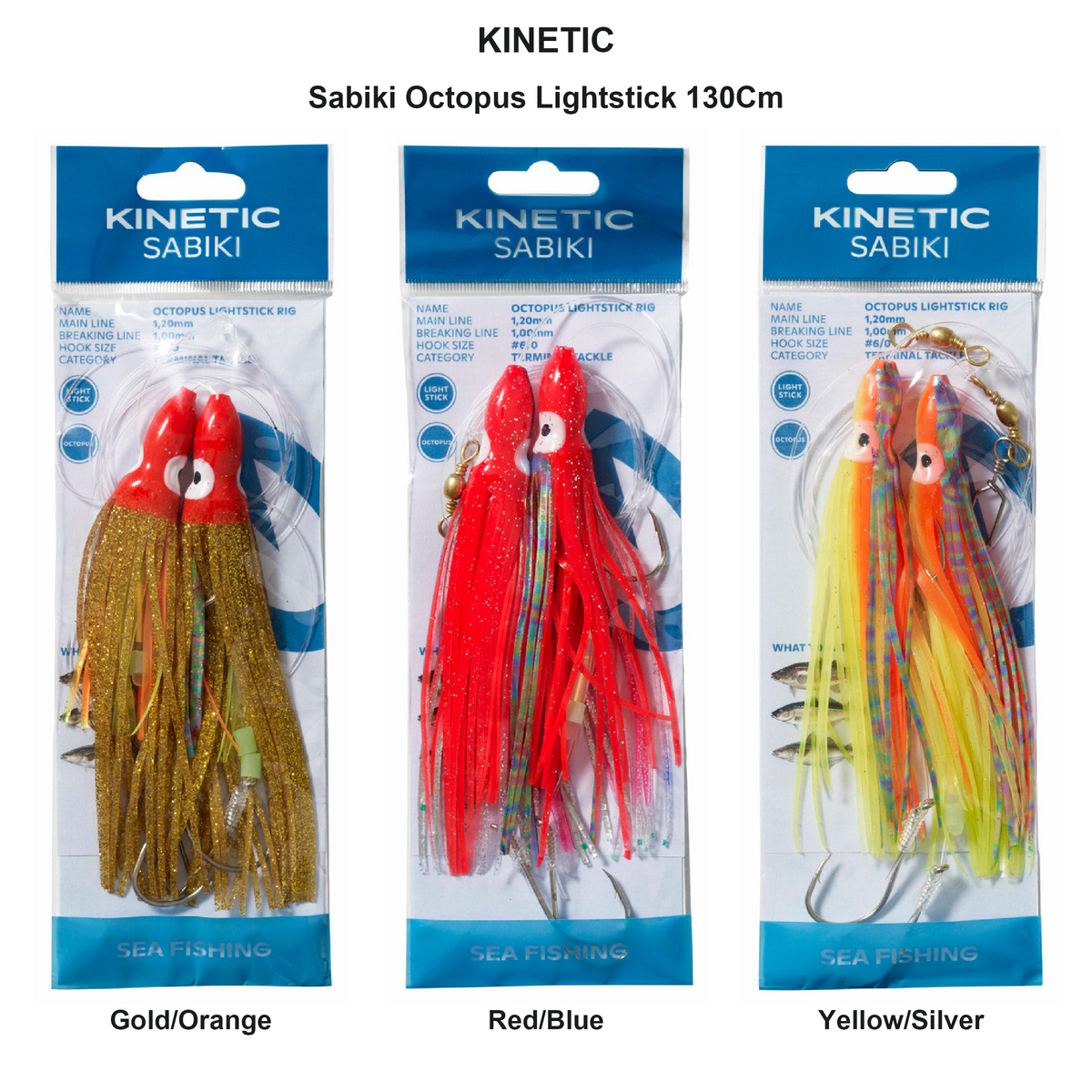 Farveoversigt – Kinetic Sabiki Octopus Lightstick 130Cm