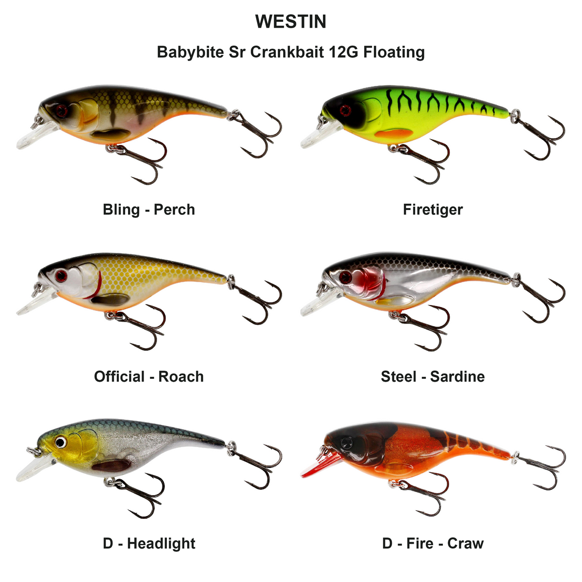 Farveoversigt – Babybite Sr Crankbait 12G Floating