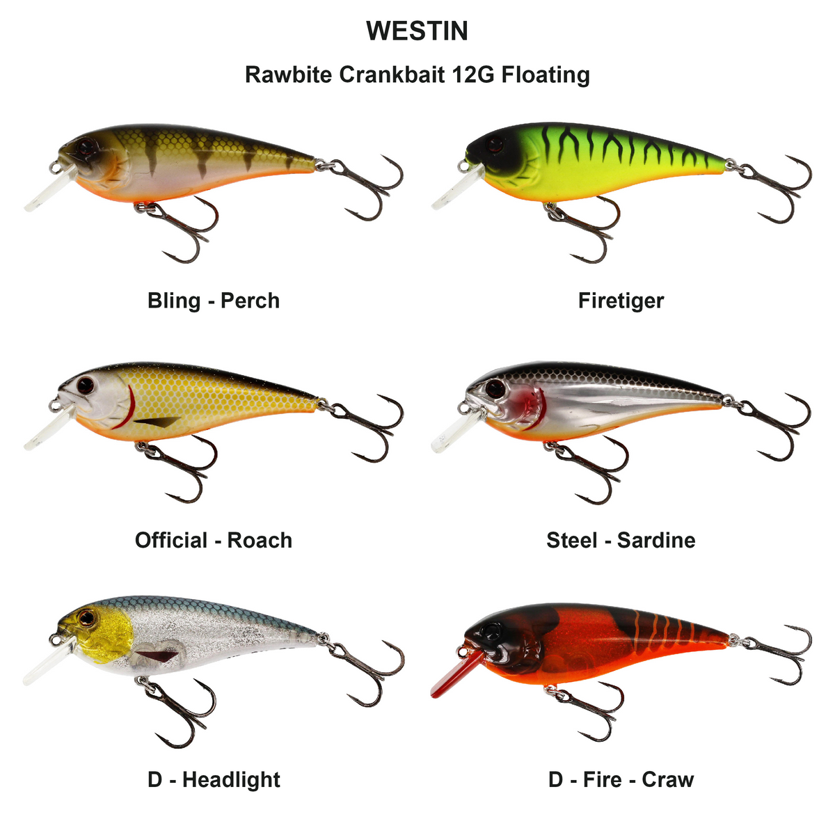 Farveoversigt – Rawbite Crankbait 12G Floating