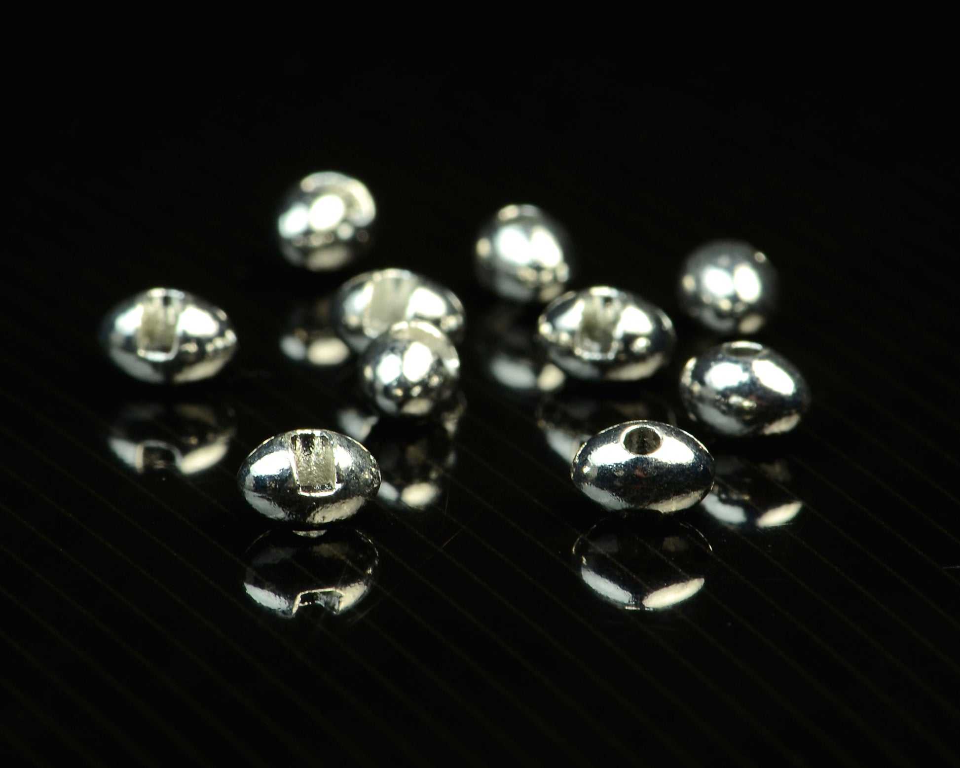 Spawn Slotted Tungsten Football Beads - 7.5 mm - Silver
