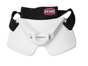 PENN Gimbal Belt with a white gimbal plate, metal bolt and wide black strap featuring the PENN logo.